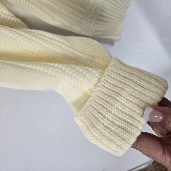 VTG Towncraft Sweater Sz L Yellowish Cream Pullover Ribbed Crewneck Acrylic - Picture 5 of 14
